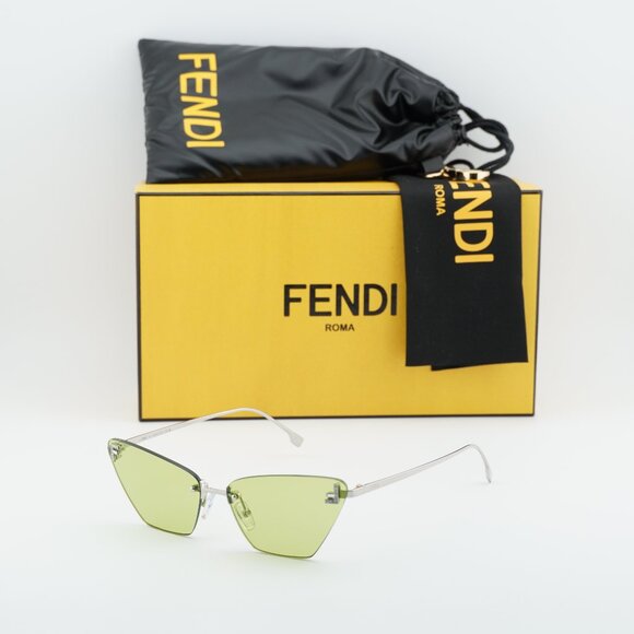 Fendi FE4160US 16N Cat Eye Sunglasses - Silver/Green main image 10